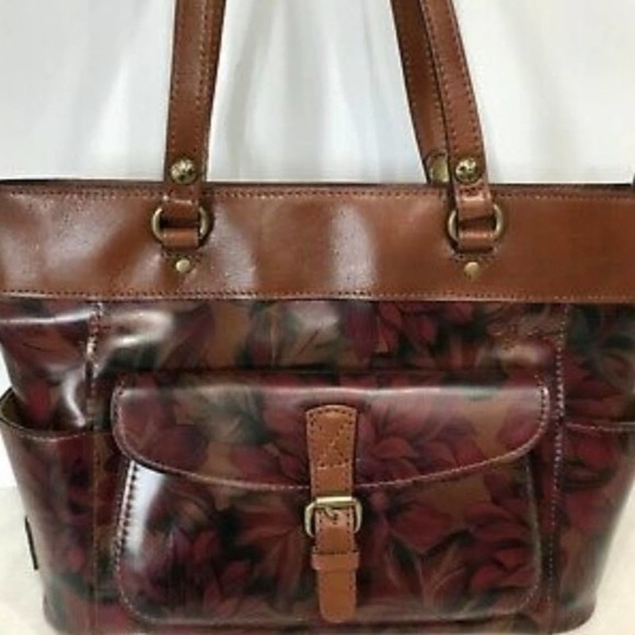 PATRICIA NASH “BOLSENA TOTE” HANDMADE LEATHER ENGLISH‎ MUMS DESIGN SHOULDer Bag - Picture 2 of 10